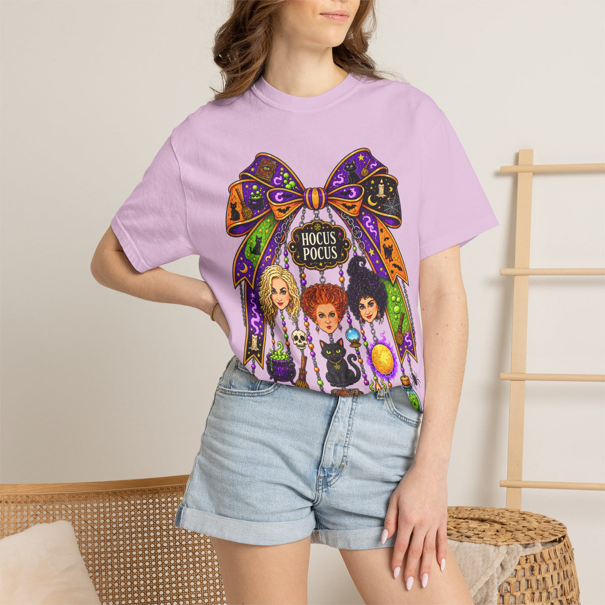 Hocus Pocus Witch Sisters T-Shirt — Halloween Bow Graphic Tee
