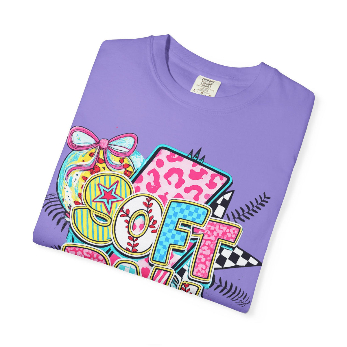 Softball Graphic T-Shirt — Colorful 'Softball' Pop Art Design