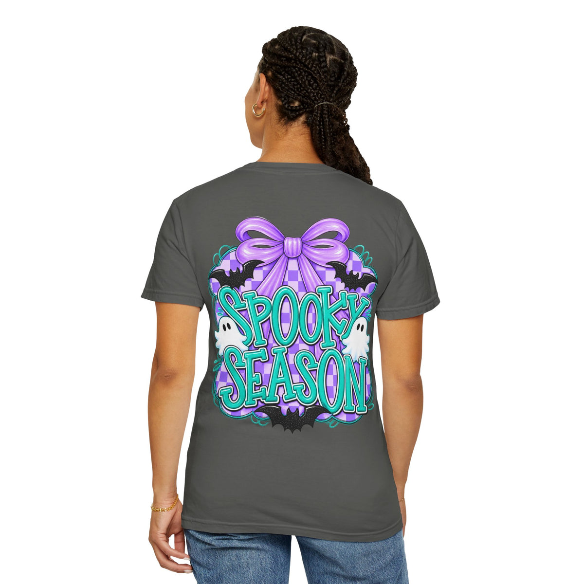 Spooky Season T-Shirt — Cute Purple Bow Ghosts Halloween Tee