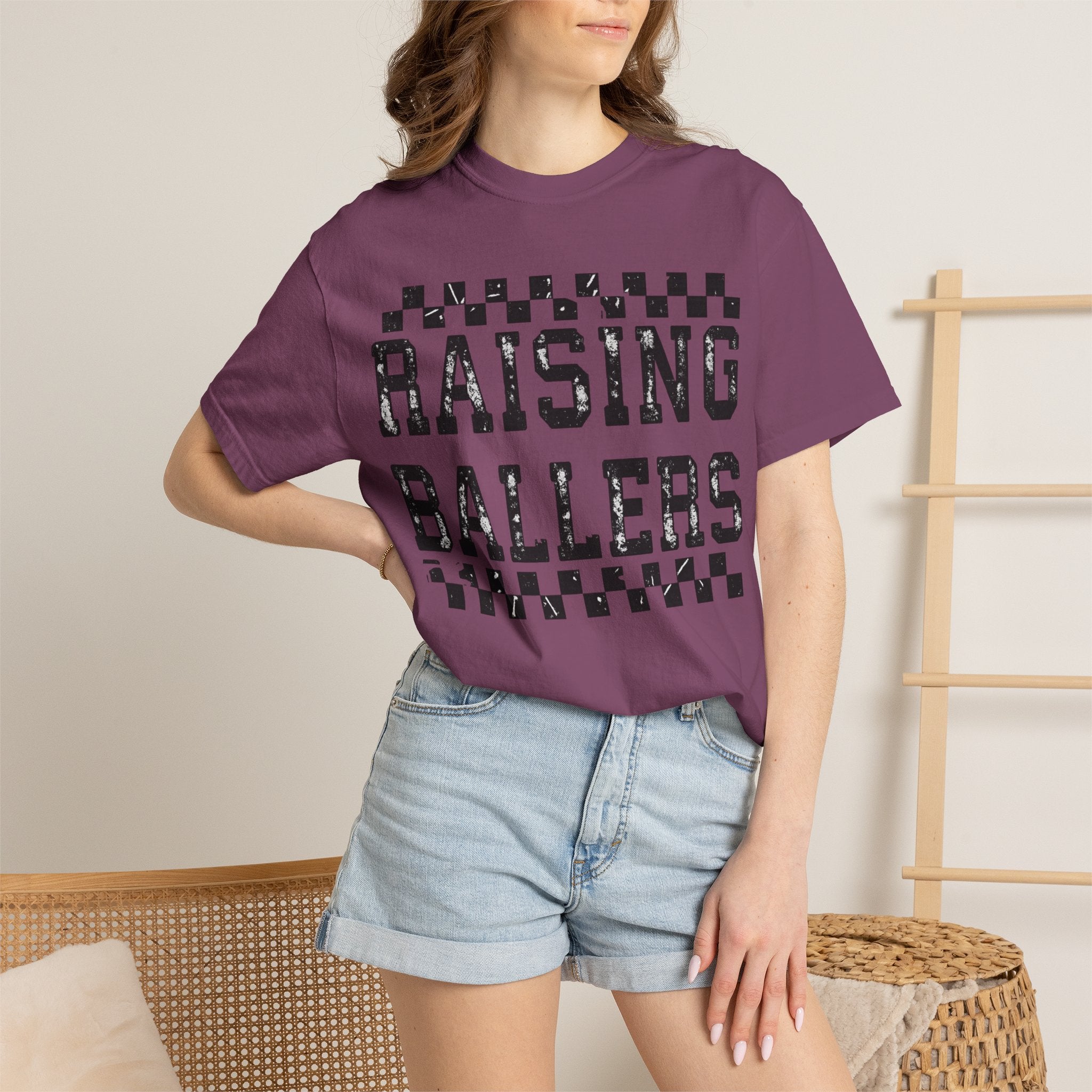 Raising Ballers T-Shirt — Vintage Checkerboard Kids Basketball Parent Tee
