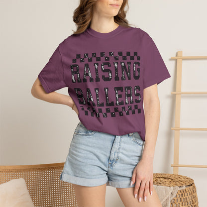 Raising Ballers T-Shirt — Vintage Checkerboard Kids Basketball Parent Tee