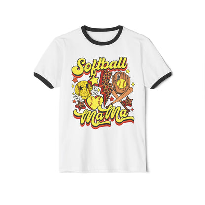 Softball Mama Ringer T-Shirt — Retro Softball Mom Tee