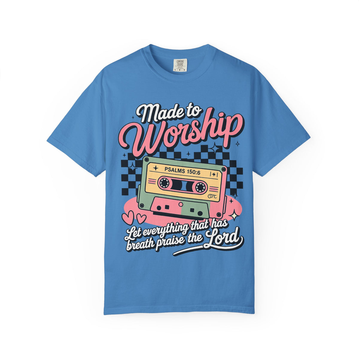 Made to Worship T‑Shirt – Retro Cassette Christian Tee (Psalm 150:6)