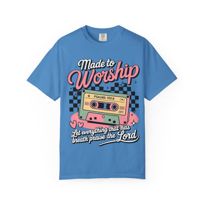 Made to Worship T‑Shirt – Retro Cassette Christian Tee (Psalm 150:6)