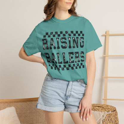 Raising Ballers T-Shirt — Vintage Checkerboard Kids Basketball Parent Tee
