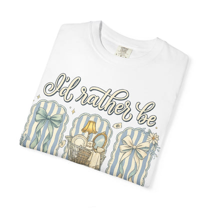 I'd Rather Be Thrifting T-Shirt — Vintage Cart Carton Graphic Tee for Thrift Lovers