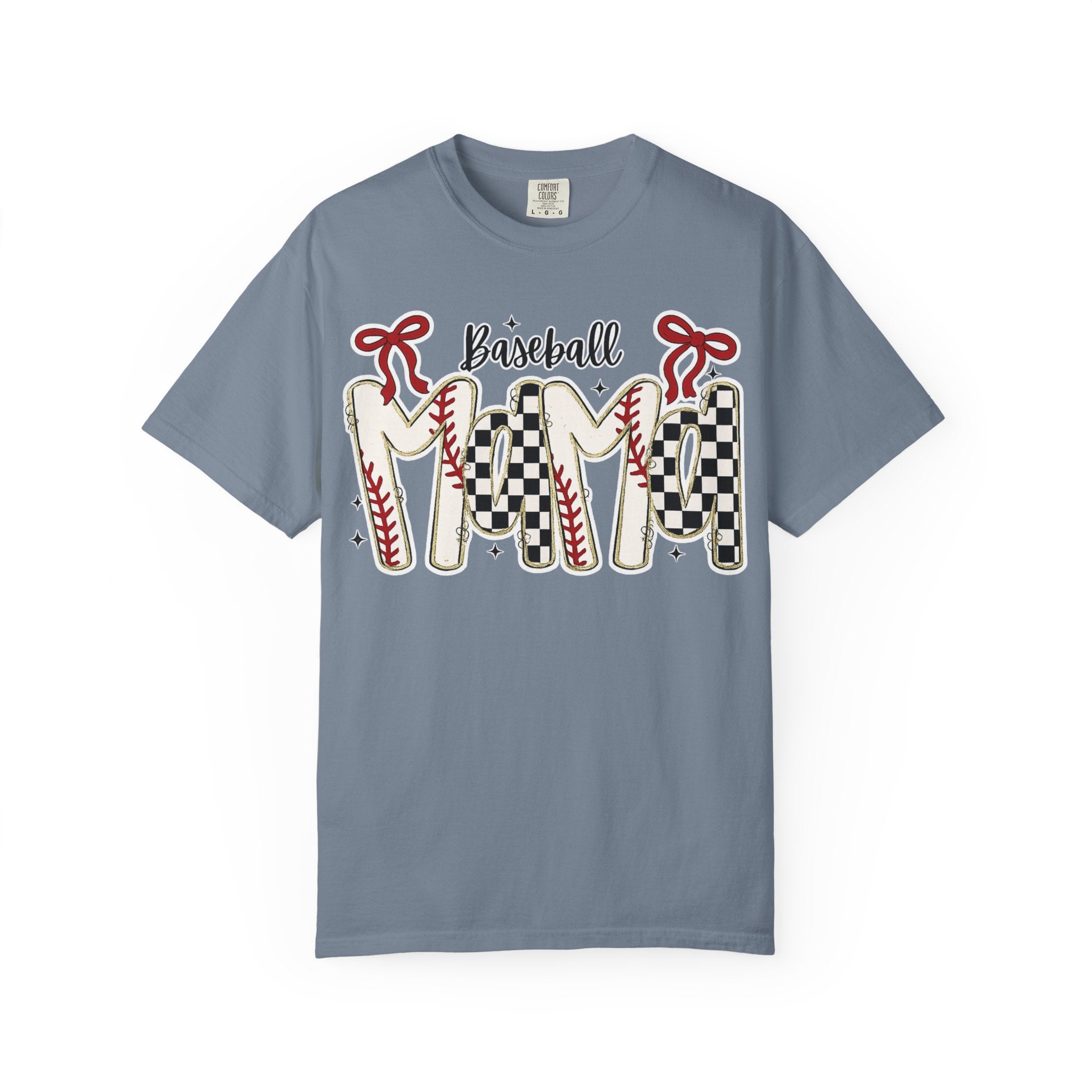 Baseball Mom T-Shirt — Vintage Checker & Stitch Graphic