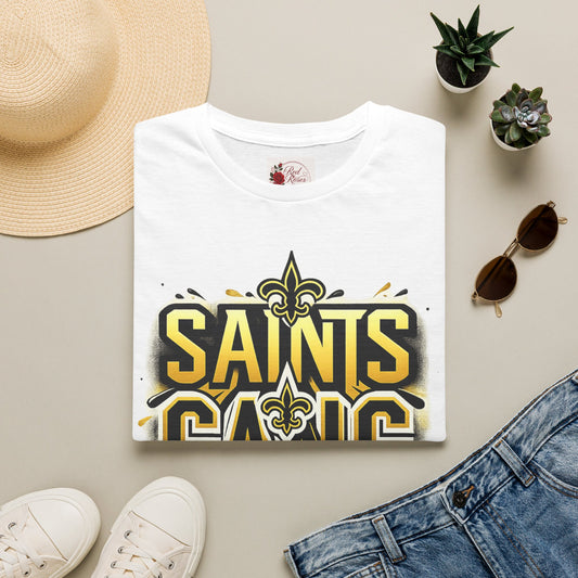 Saints Gang T-Shirt — New Orleans Football Fan Tee with Fleur-de-Lis Graphic