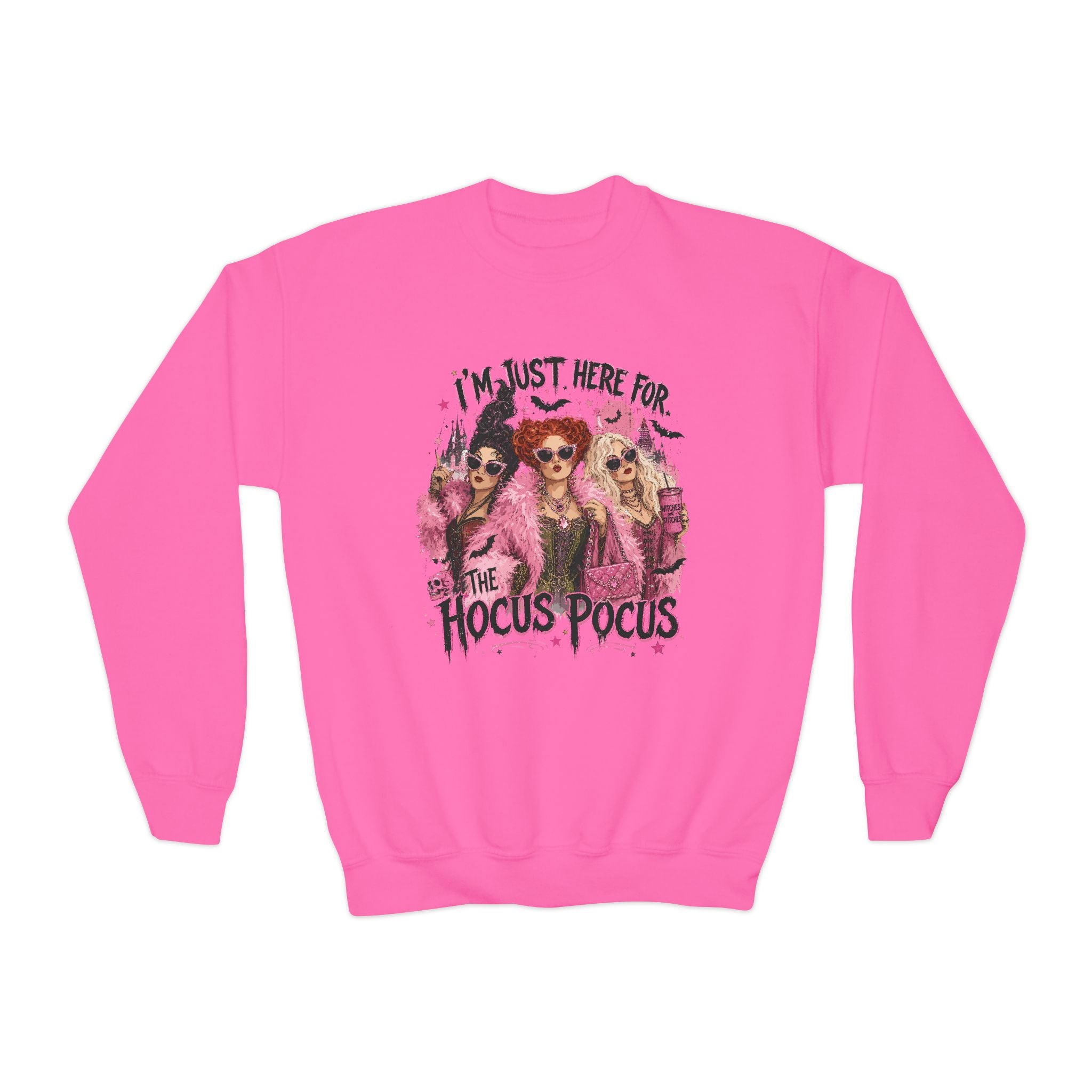 Hocus Pocus Youth Sweatshirt – "I’m Just Here for the Hocus Pocus" Halloween Crewneck