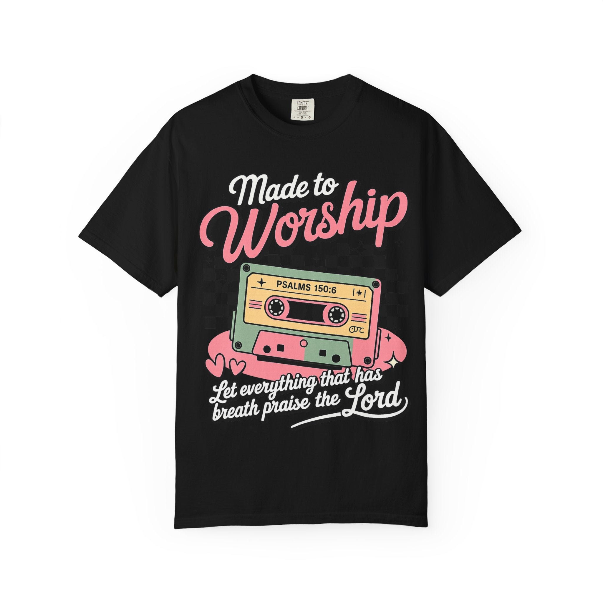 Made to Worship T‑Shirt – Retro Cassette Christian Tee (Psalm 150:6)