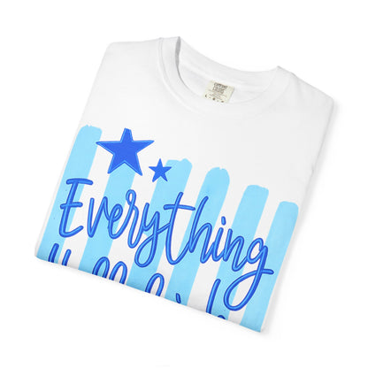 Everything Hallelujah T-Shirt — Blue Script Stars Graphic Tee