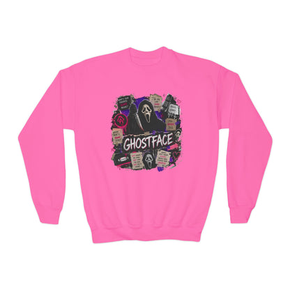 Ghostface Youth Crewneck Sweatshirt — Halloween Horror Graphic Pullover