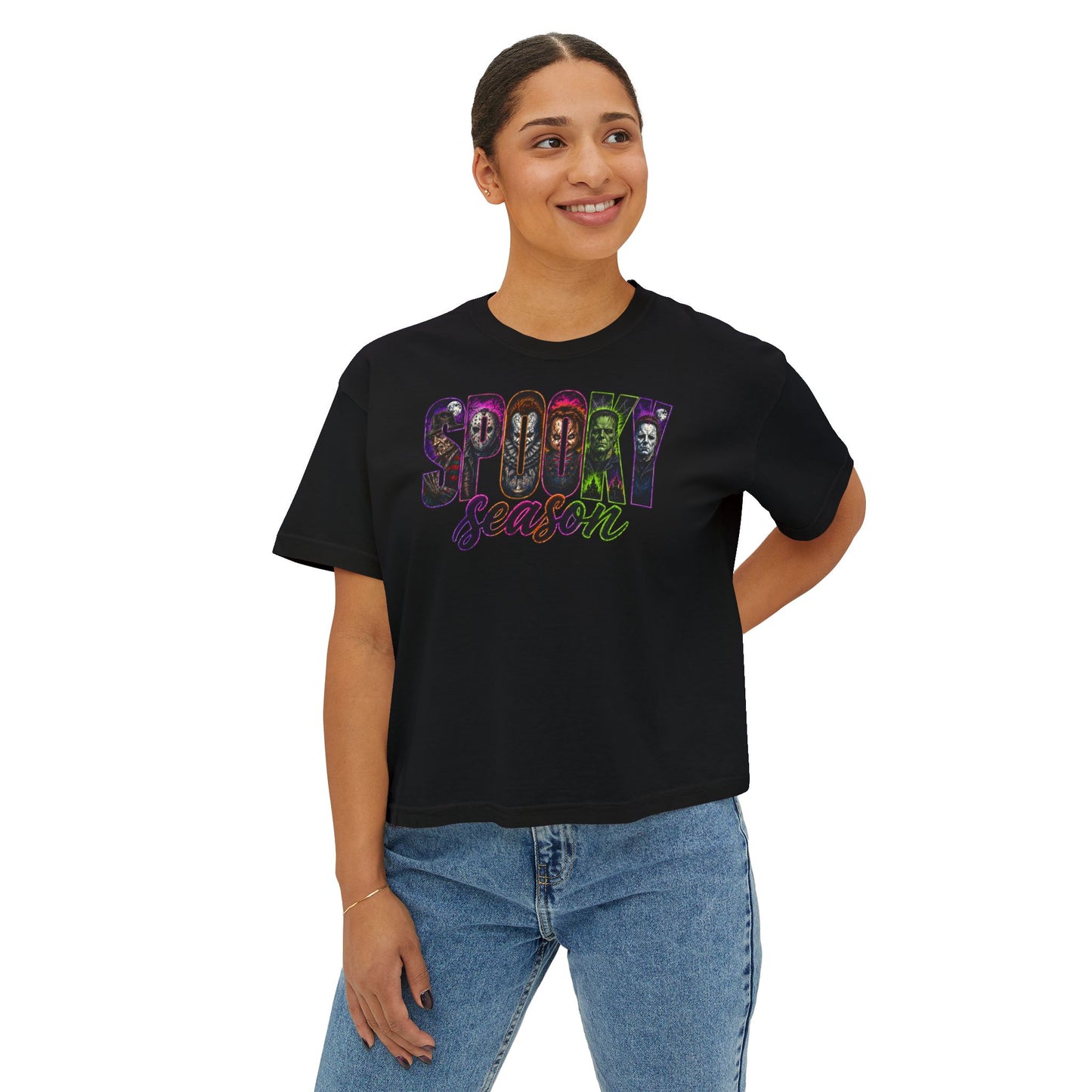 Spooky Season Boxy Tee – Halloween Graphic Women's Shirt