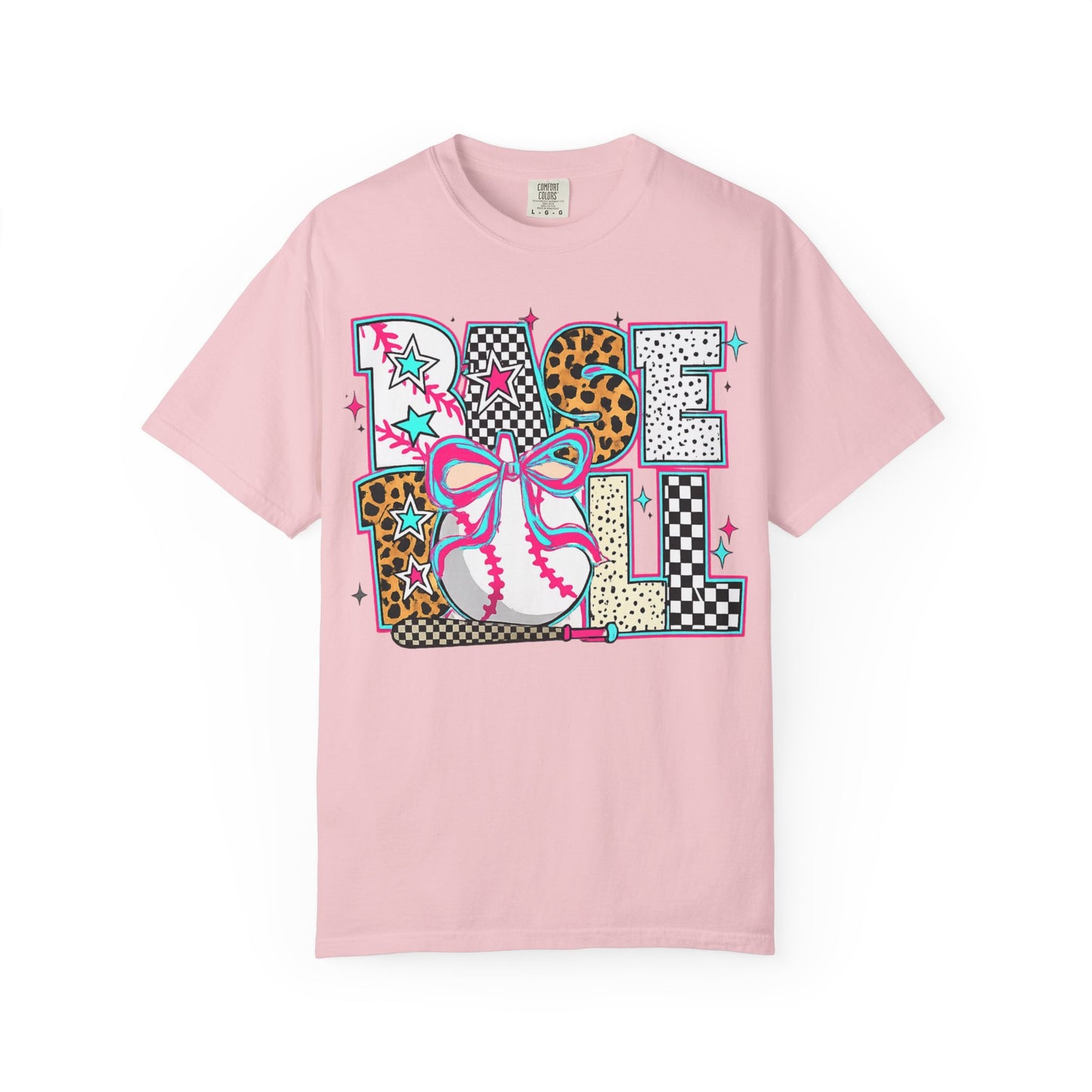 Baseball Mom Graphic T-Shirt — Colorful Leopard Print "Baseball" Design