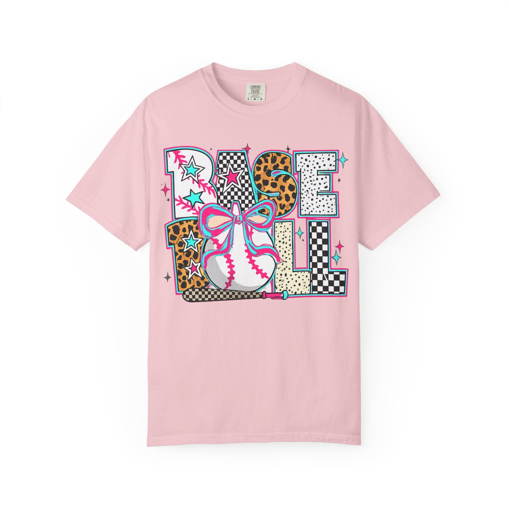 Baseball Mom Graphic T-Shirt — Colorful Leopard Print "Baseball" Design