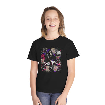 Youth Ghostface Graphic Tee – Scary Movie Horror Mask Design