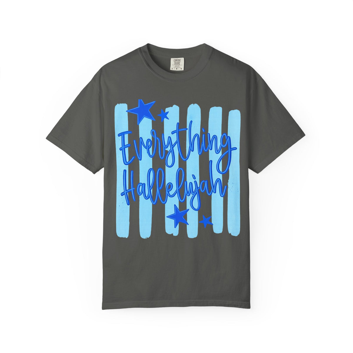 Everything Hallelujah T-Shirt — Blue Script Stars Graphic Tee