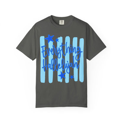 Everything Hallelujah T-Shirt — Blue Script Stars Graphic Tee