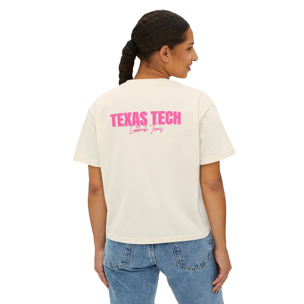 Texas Tech Lubbock Pink State Map Women's Boxy Tee
