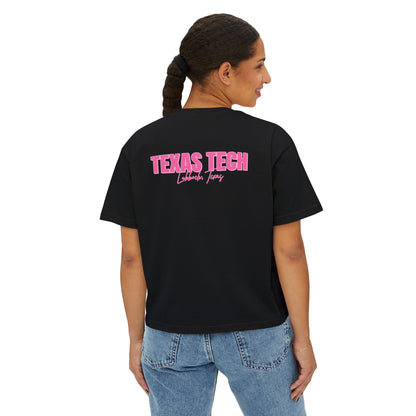 Texas Tech Lubbock Pink State Map Women's Boxy Tee
