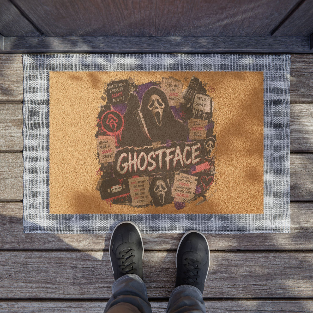 Ghostface Halloween Doormat — Horror Movie Welcome Mat