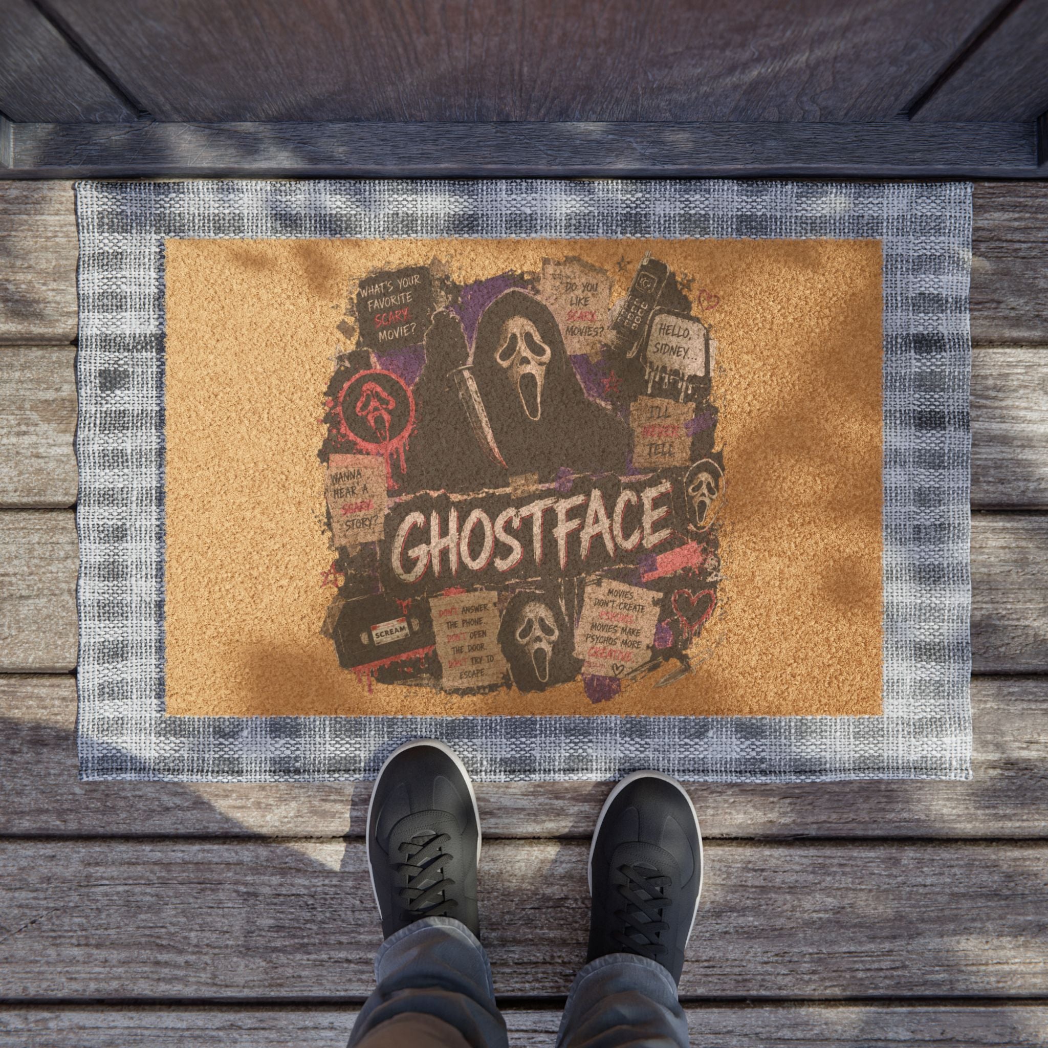 Ghostface Halloween Doormat — Horror Movie Welcome Mat