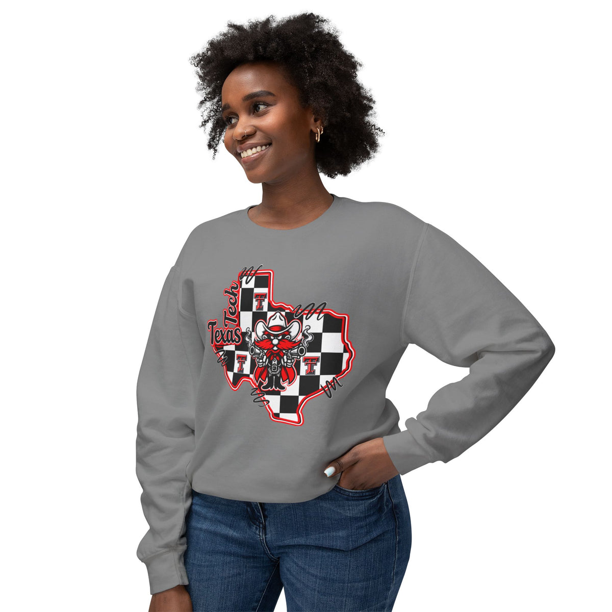 Texas Checkerboard Cowboy Crewneck Sweatshirt