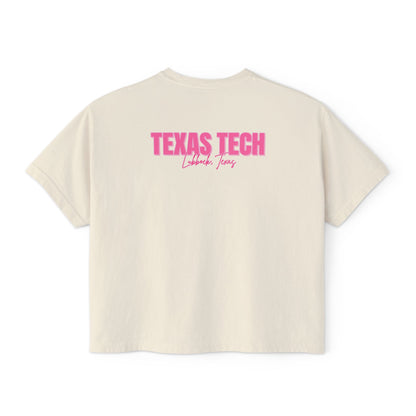 Texas Tech Lubbock Pink State Map Women's Boxy Tee
