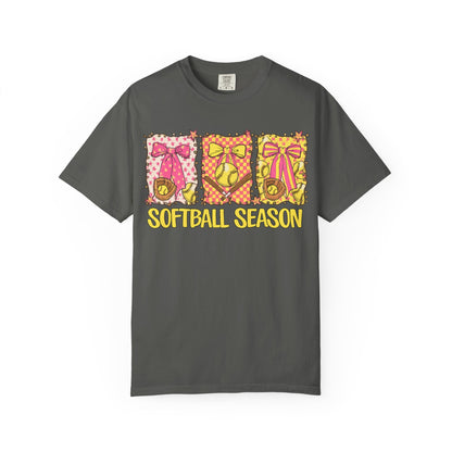 Softball Season T-Shirt — Cute Bow & Ball Graphic Tee