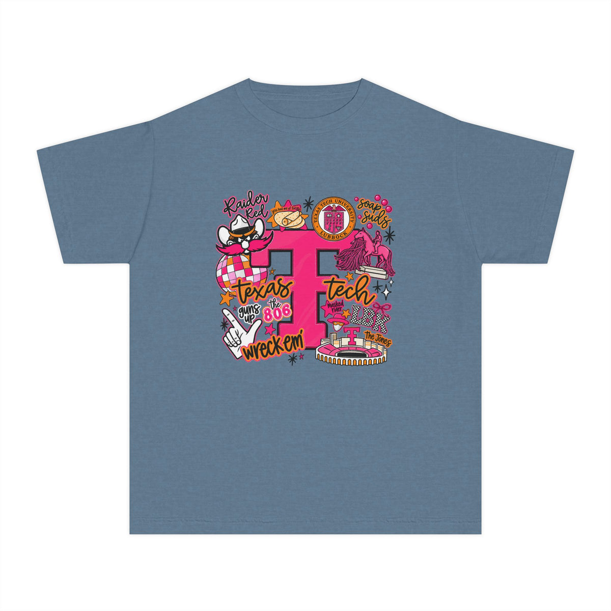 Pink 'P' Graphic Youth Tee — Cheerful School Spirit Shirt