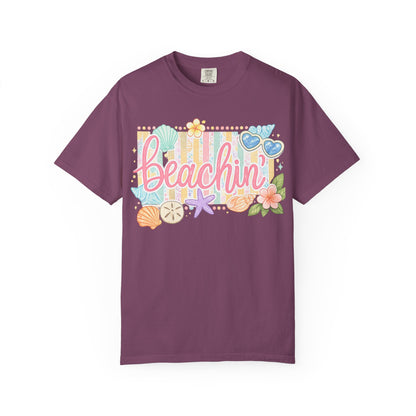 Beachin' T-Shirt — Tropical Summer Graphic Tee with Seashells & Sunglasses