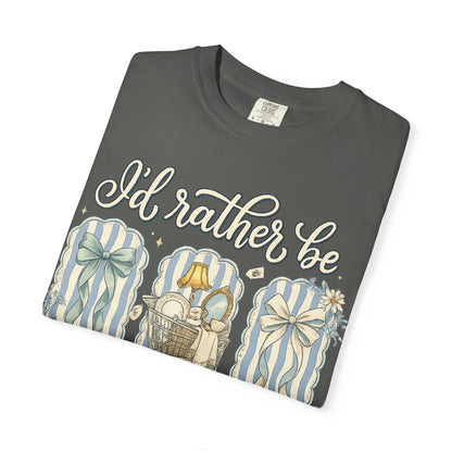 I'd Rather Be Thrifting T-Shirt — Vintage Cart Carton Graphic Tee for Thrift Lovers