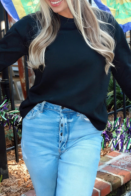 White Solid Color Dropped Shoulder Long Sleeve Top