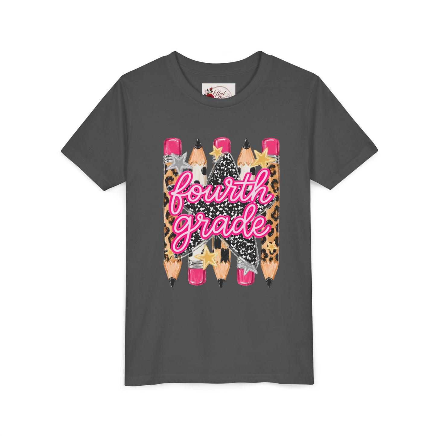 Fourth Grade Leopard Pencil Youth Tee