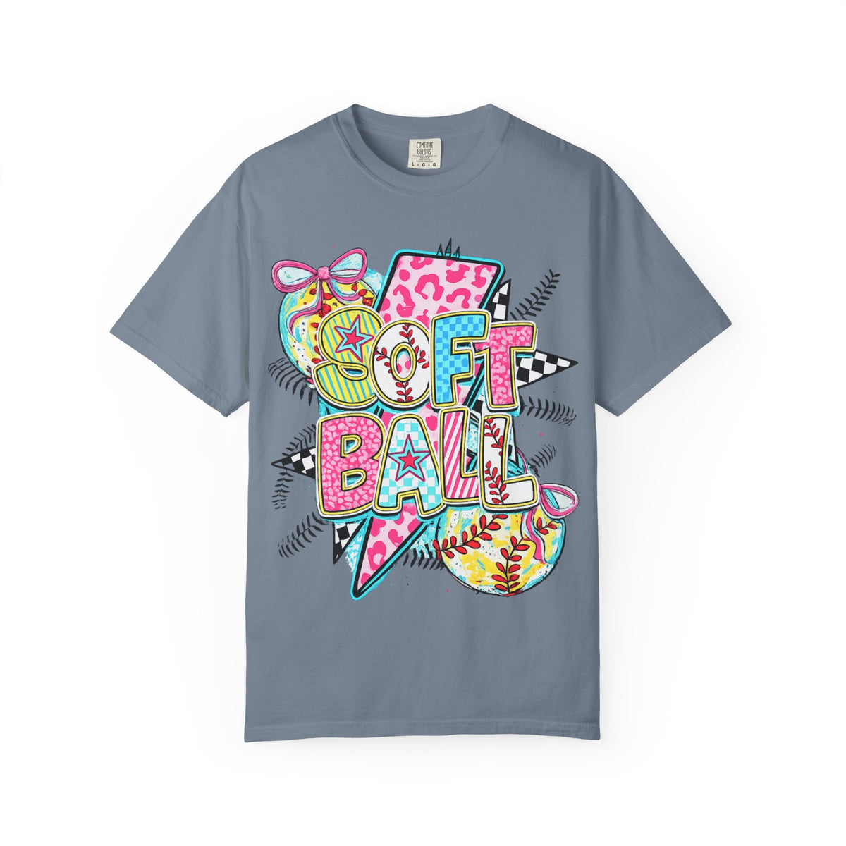 Softball Graphic T-Shirt — Colorful 'Softball' Pop Art Design