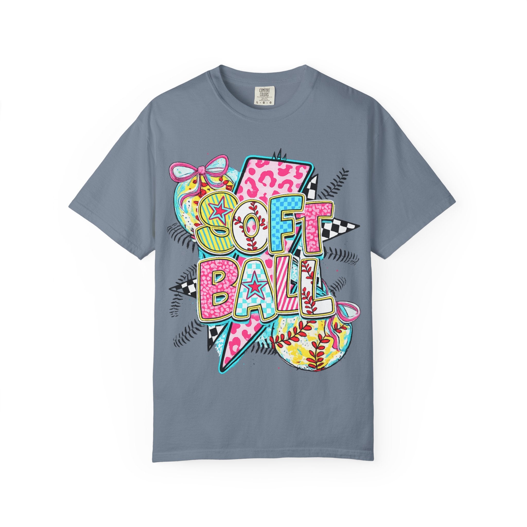 Softball Graphic T-Shirt — Colorful 'Softball' Pop Art Design