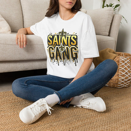 Saints Gang T-Shirt — New Orleans Football Fan Tee with Fleur-de-Lis Graphic