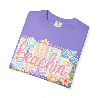 Beachin' T-Shirt — Tropical Summer Graphic Tee with Seashells & Sunglasses