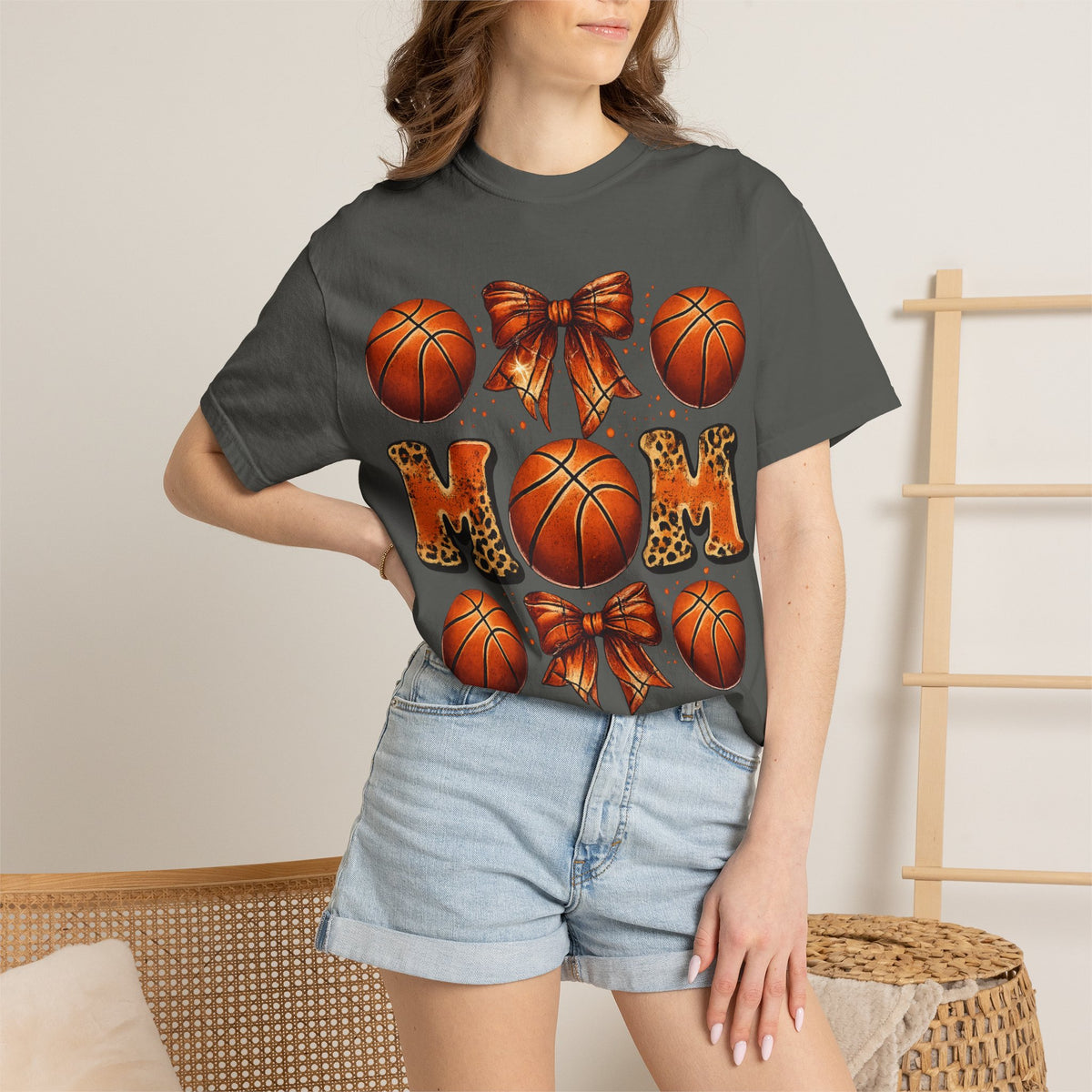 Basketball Mom T‑Shirt — Leopard Print Hoops Mother's Day Tee