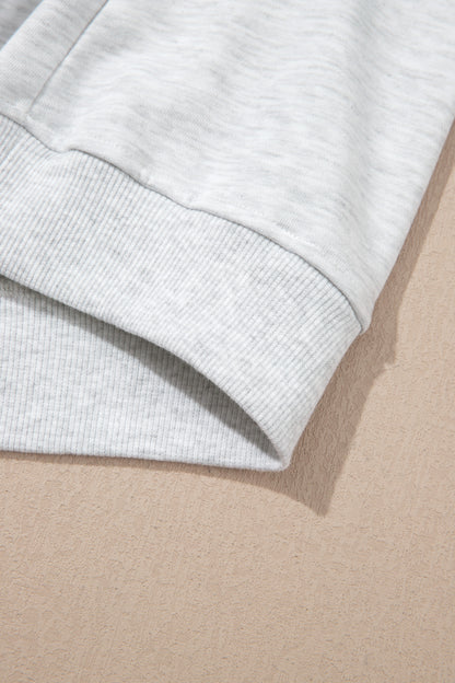Light Grey Long Sleeve Zip-Up Top Elastic Waist Skort Set