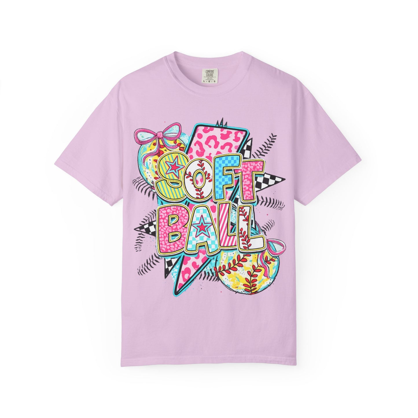 Softball Graphic T-Shirt — Colorful 'Softball' Pop Art Design