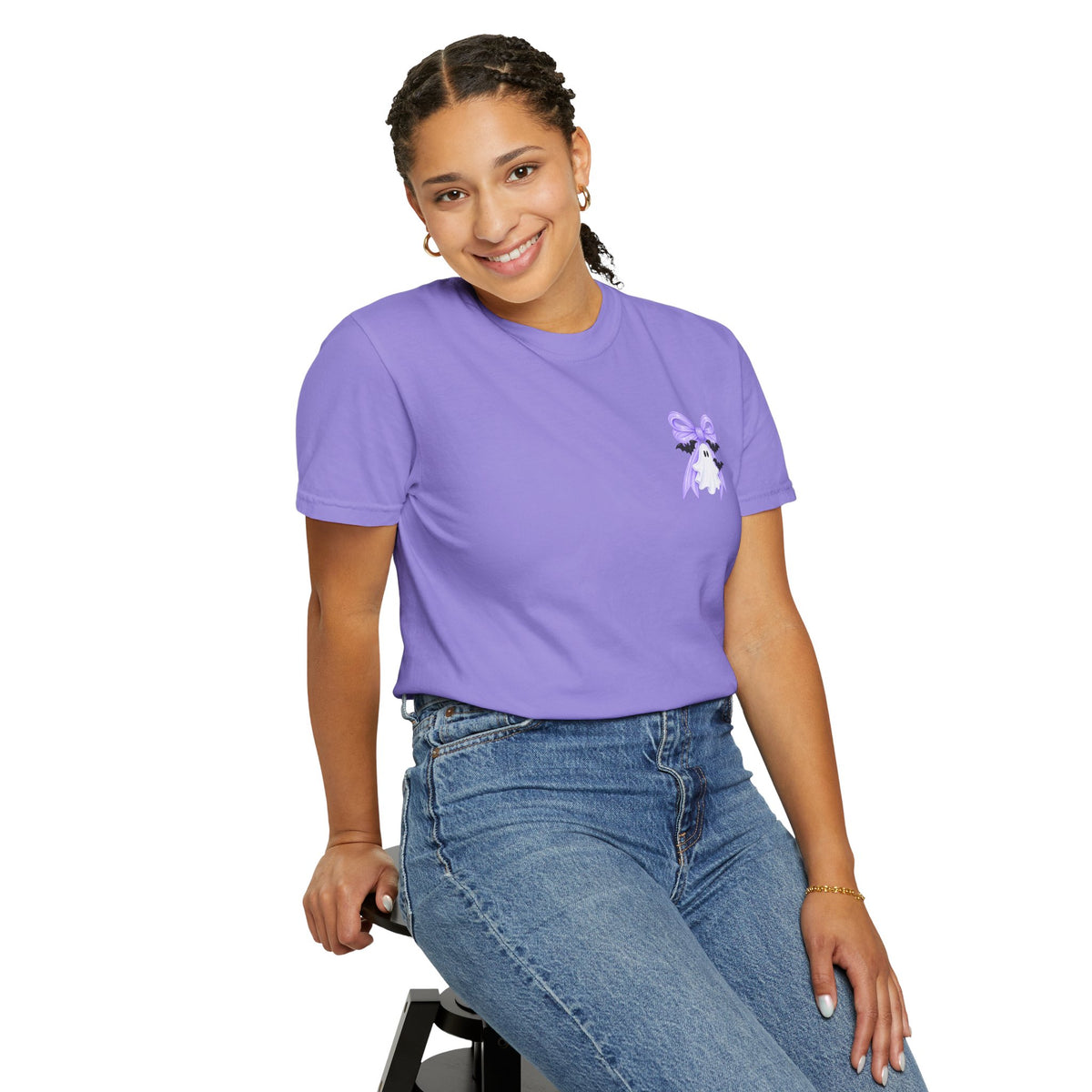 Spooky Season T-Shirt — Cute Purple Bow Ghosts Halloween Tee