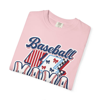 Baseball Mama T-Shirt — Retro Red & Blue Patriotic Graphic Tee
