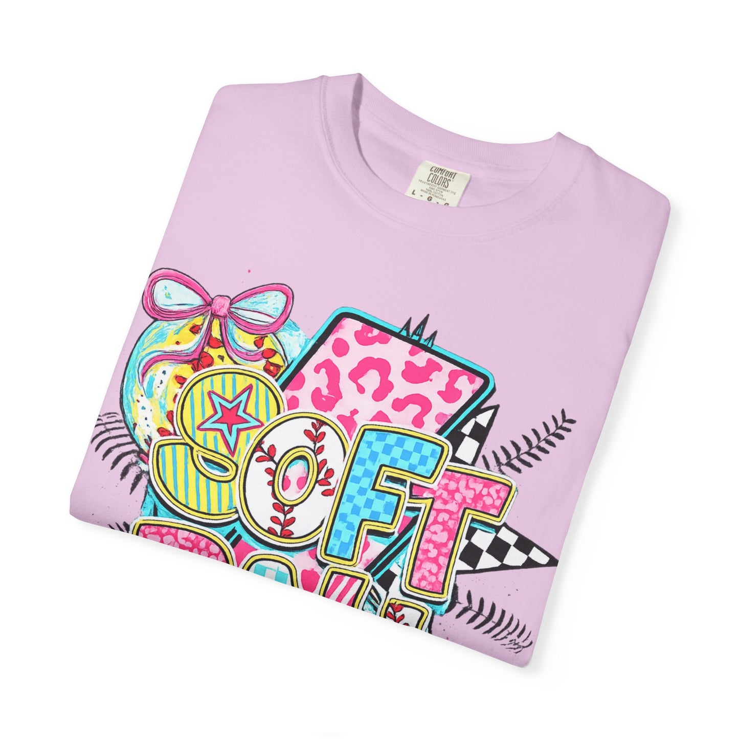 Softball Graphic T-Shirt — Colorful 'Softball' Pop Art Design