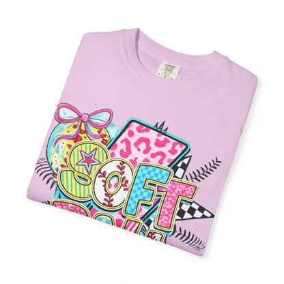 Softball Graphic T-Shirt — Colorful 'Softball' Pop Art Design