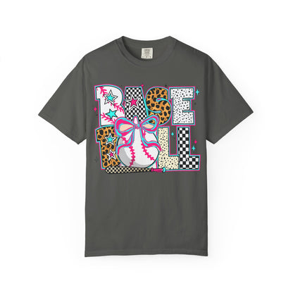 Baseball Mom Graphic T-Shirt — Colorful Leopard Print "Baseball" Design