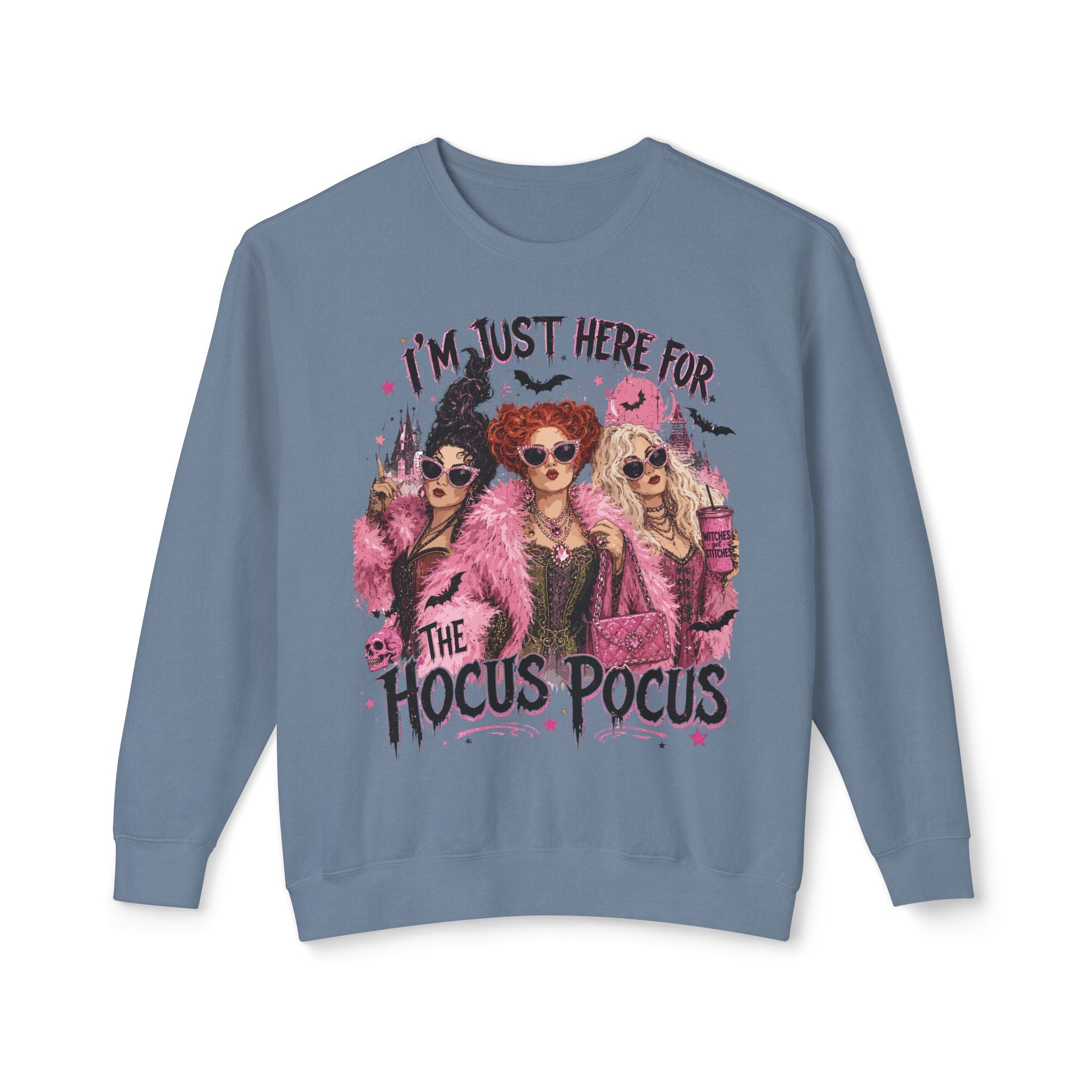 Hocus Pocus Crewneck Sweatshirt – "I'm Just Here for the Hocus Pocus" Halloween Pullover