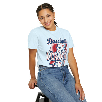 Baseball Mama T-Shirt — Retro Red & Blue Patriotic Graphic Tee