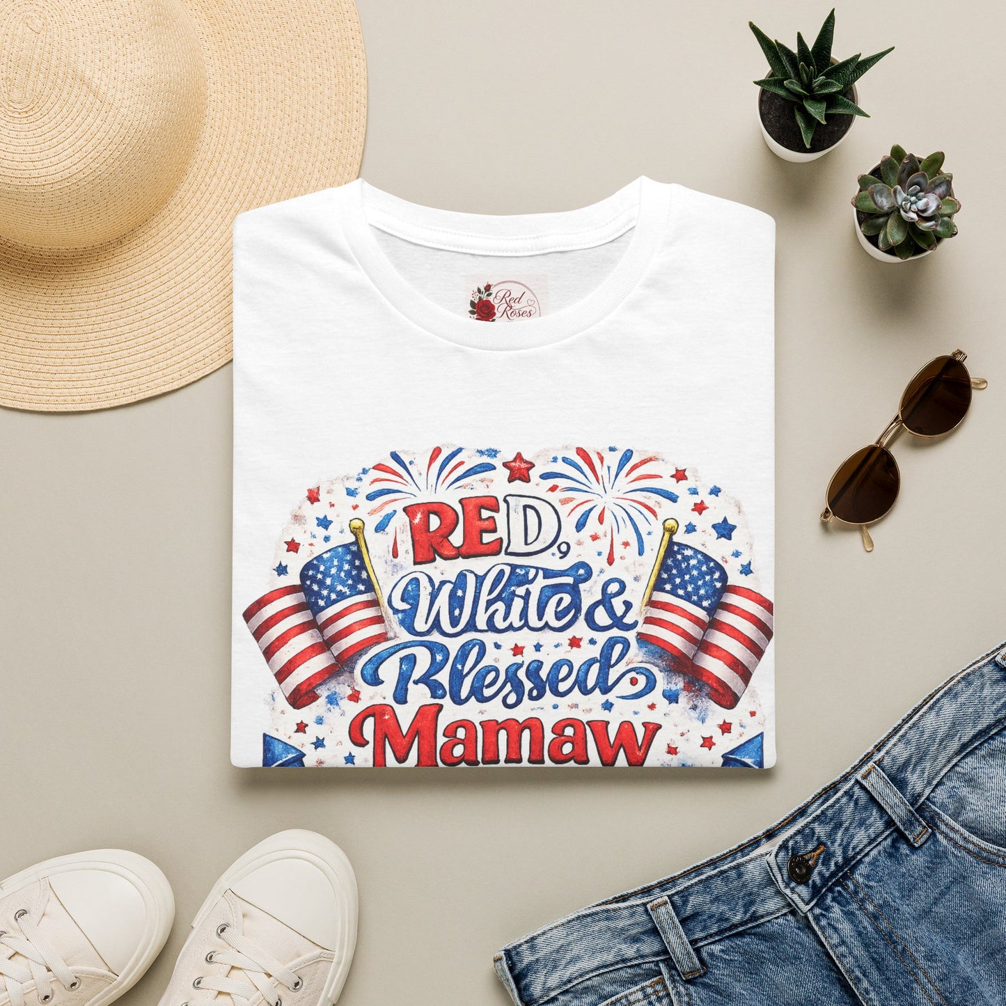 Red, White & Blessed Mamaw T-Shirt — Patriotic Grandma Tee
