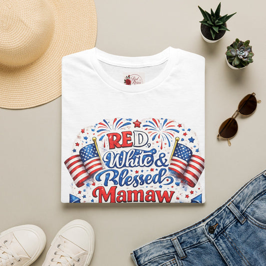 Red, White & Blessed Mamaw T-Shirt — Patriotic Grandma Tee